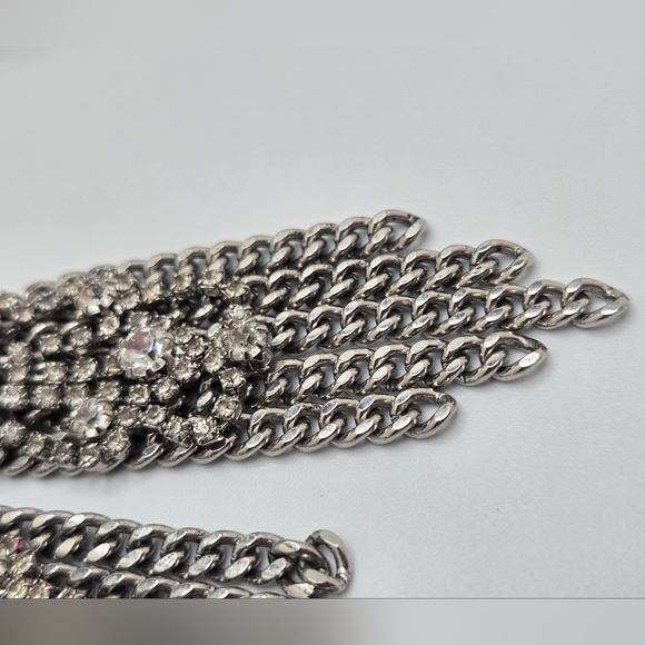 Stella & Dot Retired Petra Fringe Chandelier Earrings Silver Tone Rhinestones - Picture 12 of 12